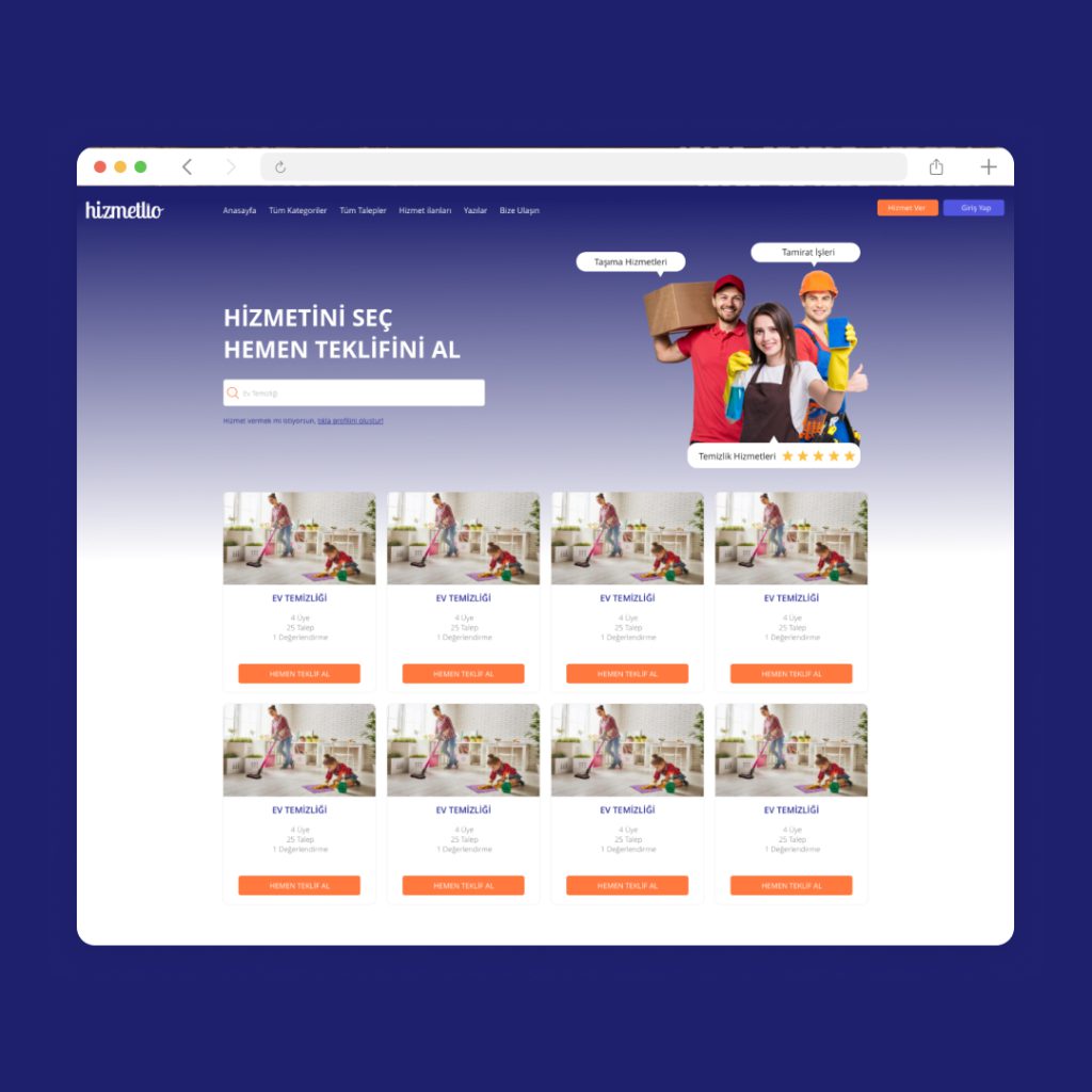 Hizmetlio Arayüz Tasarımı